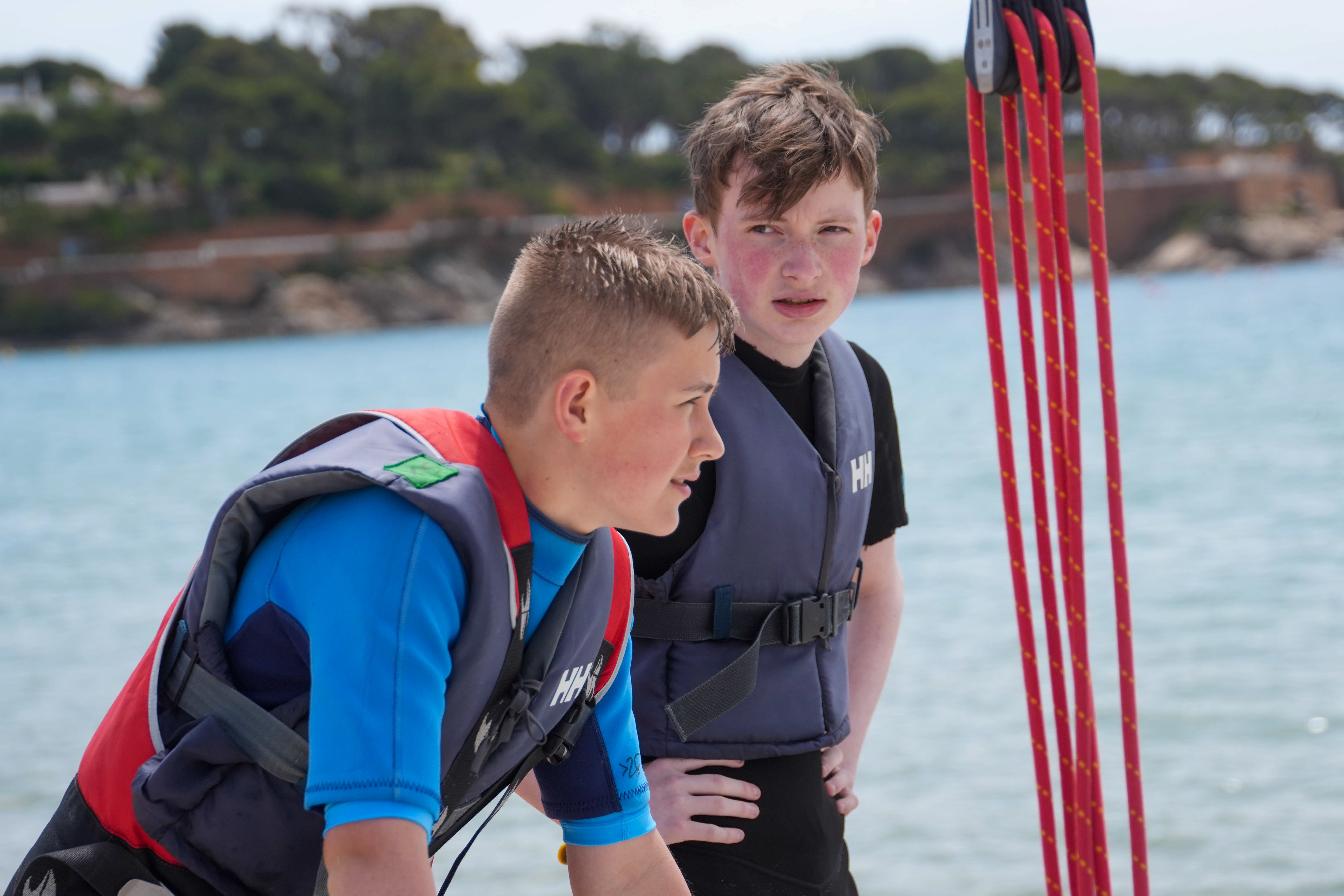 School watersports trip boys on trip
